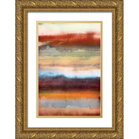 Tribal Colour Wash II Gold Ornate Wood Framed Art Print with Double Matting by PI Studio