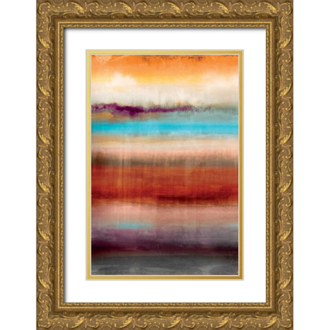 Tribal Colour Wash III Gold Ornate Wood Framed Art Print with Double Matting by PI Studio