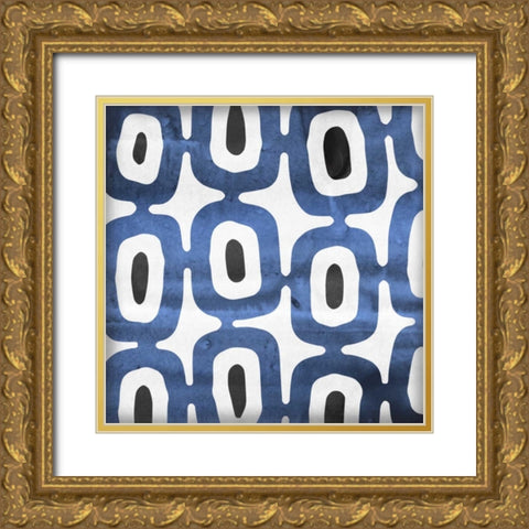 Blue Ease I Gold Ornate Wood Framed Art Print with Double Matting by PI Studio