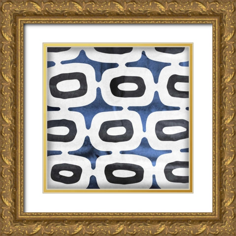 Blue Ease II Gold Ornate Wood Framed Art Print with Double Matting by PI Studio