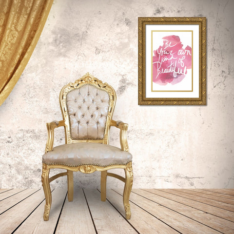 Watercolour Pink Type IV Gold Ornate Wood Framed Art Print with Double Matting by PI Studio