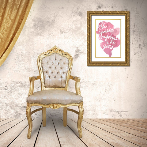 Watercolour Pink Type V Gold Ornate Wood Framed Art Print with Double Matting by PI Studio
