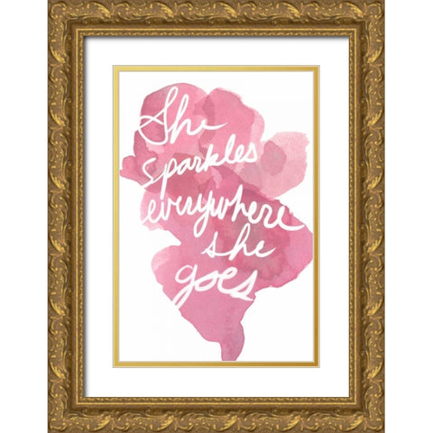 Watercolour Pink Type V Gold Ornate Wood Framed Art Print with Double Matting by PI Studio