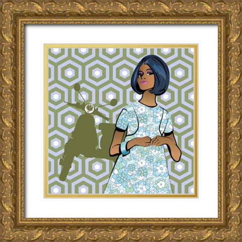 Girl With Vespa Gold Ornate Wood Framed Art Print with Double Matting by Pazzio, Sammy