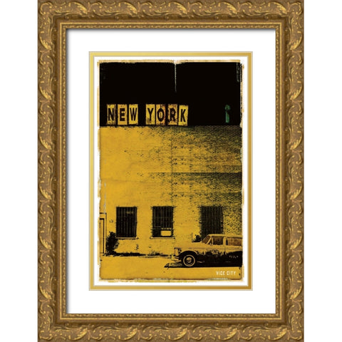 Vice City New York Gold Ornate Wood Framed Art Print with Double Matting by Normand, Pascal