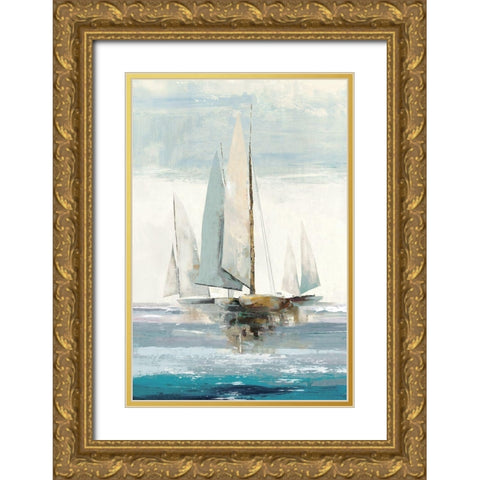 Quiet Boats Gold Ornate Wood Framed Art Print with Double Matting by Pearce, Allison