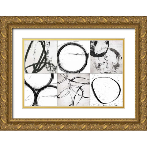 Basic Grey Gold Ornate Wood Framed Art Print with Double Matting by PI Galerie