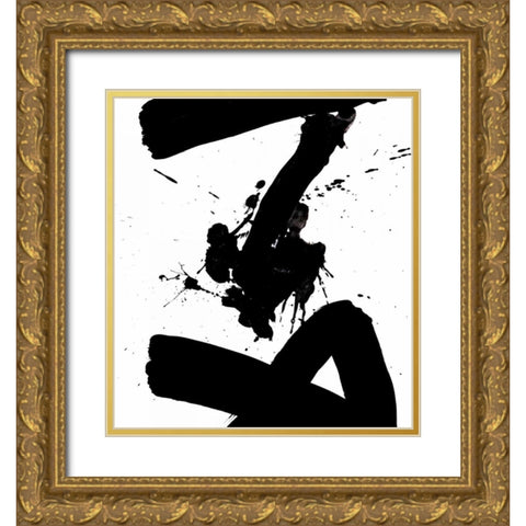 Ink Blot IV Gold Ornate Wood Framed Art Print with Double Matting by PI Galerie