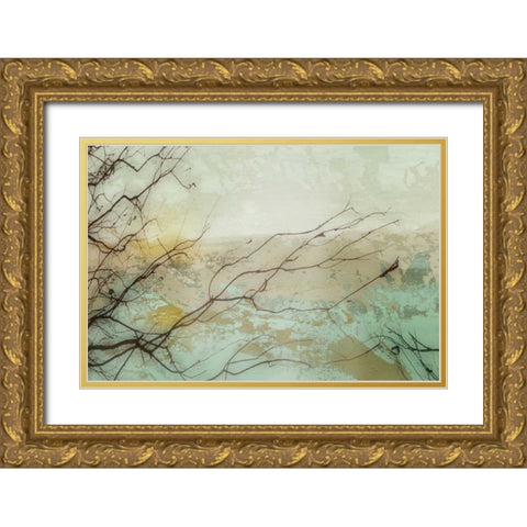 Branches I Gold Ornate Wood Framed Art Print with Double Matting by PI Galerie
