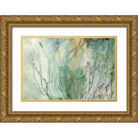 Branches II Gold Ornate Wood Framed Art Print with Double Matting by PI Galerie