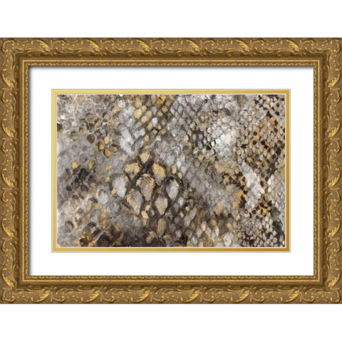 Snake Skin Gold Ornate Wood Framed Art Print with Double Matting by PI Galerie