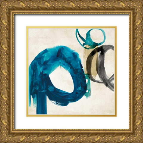 Blue Ring I  Gold Ornate Wood Framed Art Print with Double Matting by PI Galerie