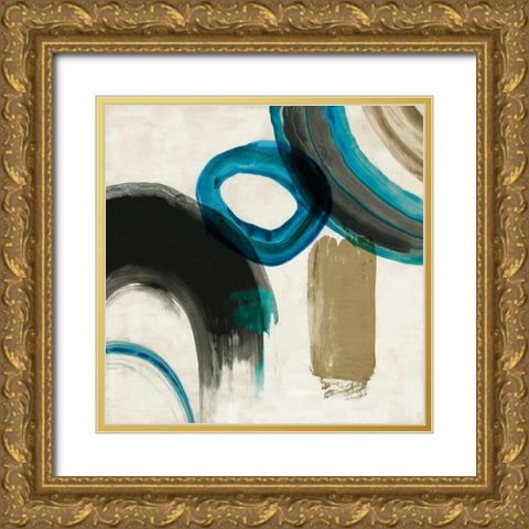 Blue Ring II Gold Ornate Wood Framed Art Print with Double Matting by PI Galerie