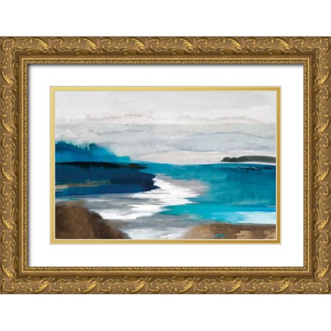 Misty River Gold Ornate Wood Framed Art Print with Double Matting by PI Galerie