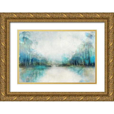 Subtle Horizon Gold Ornate Wood Framed Art Print with Double Matting by PI Galerie