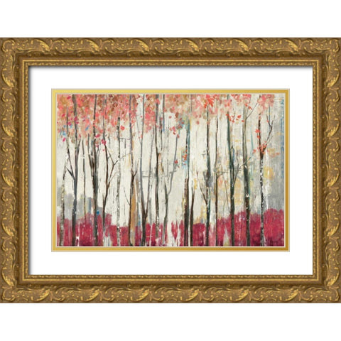 Pink Forest Gold Ornate Wood Framed Art Print with Double Matting by PI Galerie
