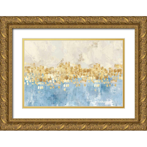 Dancing Stars Blue Version Gold Ornate Wood Framed Art Print with Double Matting by PI Studio