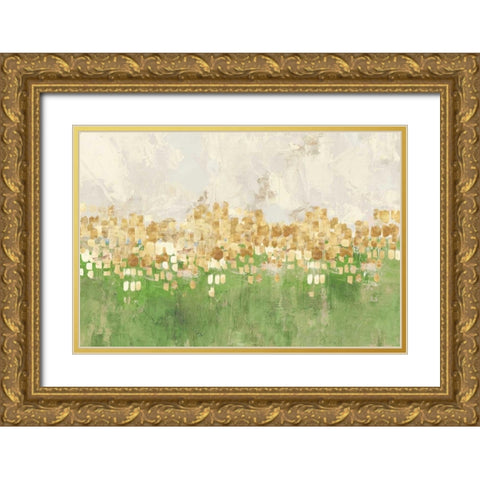 Dancing Stars Green Version Gold Ornate Wood Framed Art Print with Double Matting by PI Studio