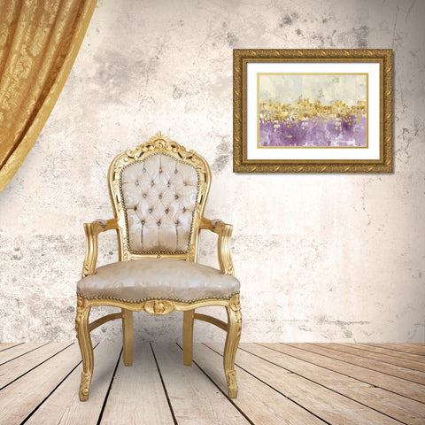 Dancing Stars Lavender Version Gold Ornate Wood Framed Art Print with Double Matting by PI Studio