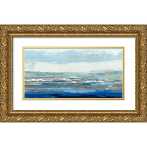 Big Wave Gold Ornate Wood Framed Art Print with Double Matting by PI Galerie