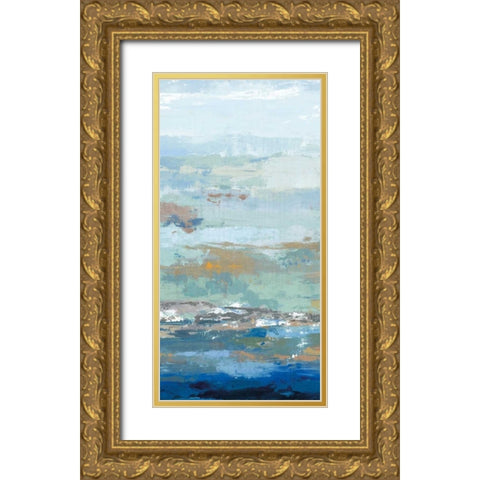 Tall Wave Gold Ornate Wood Framed Art Print with Double Matting by PI Galerie