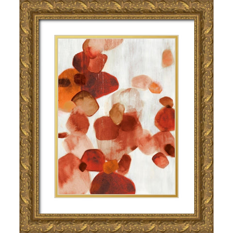 Shadow Pebbles I Cinnamon Version Gold Ornate Wood Framed Art Print with Double Matting by PI Studio