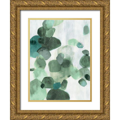 Shadow Pebbles I Mint Version Gold Ornate Wood Framed Art Print with Double Matting by PI Studio