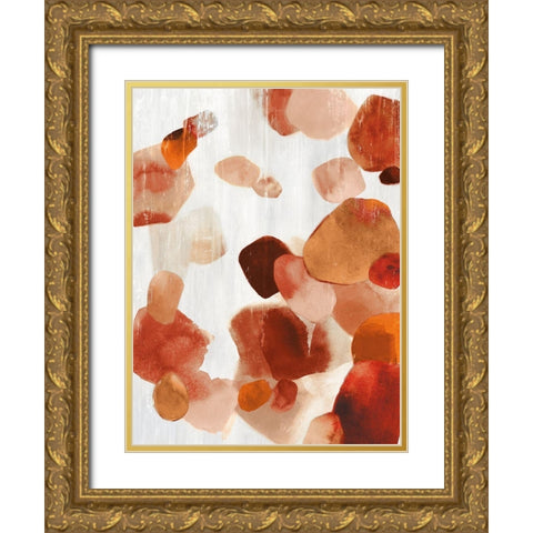 Shadow Pebbles II Cinnamon Version Gold Ornate Wood Framed Art Print with Double Matting by PI Studio