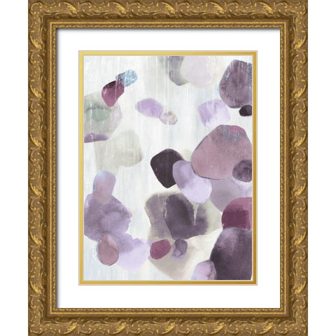 Shadow Pebbles II Lavender Version Gold Ornate Wood Framed Art Print with Double Matting by PI Studio