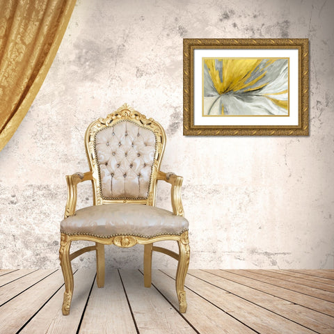 Traced Yellow Version Gold Ornate Wood Framed Art Print with Double Matting by PI Studio