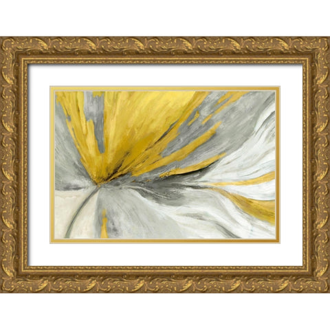 Traced Yellow Version Gold Ornate Wood Framed Art Print with Double Matting by PI Studio