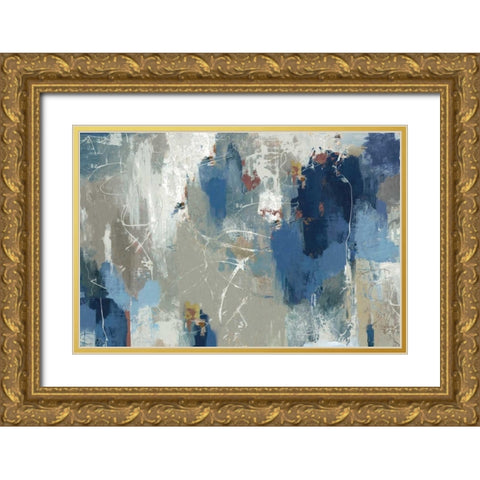 Fluttered Gold Ornate Wood Framed Art Print with Double Matting by PI Galerie