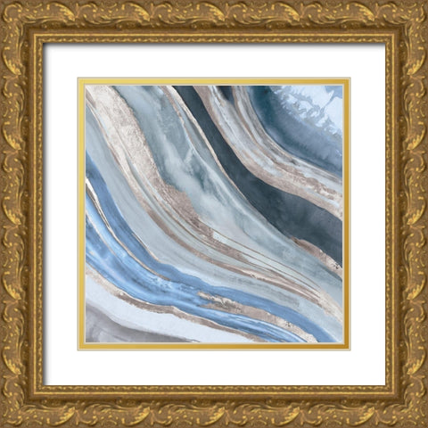 Agate II Silver Version Gold Ornate Wood Framed Art Print with Double Matting by PI Studio