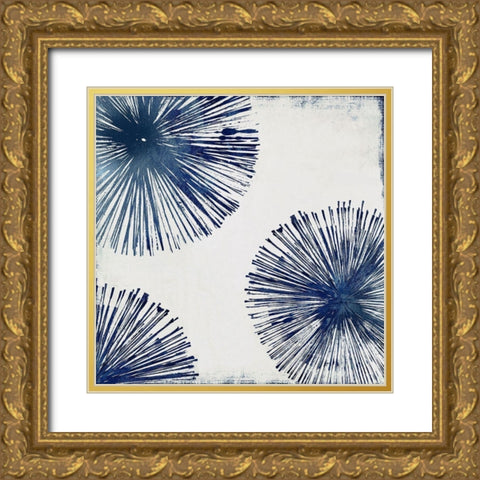 Gold Star II - Indigo  Gold Ornate Wood Framed Art Print with Double Matting by PI Studio