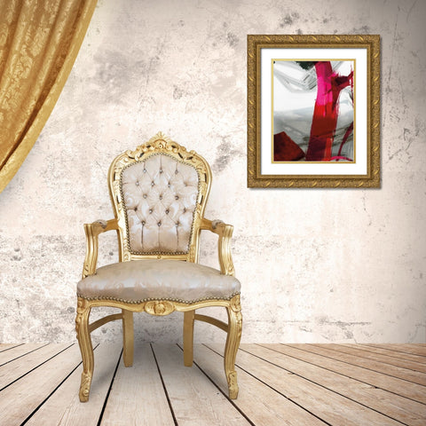 Fuschia I Gold Ornate Wood Framed Art Print with Double Matting by PI Galerie