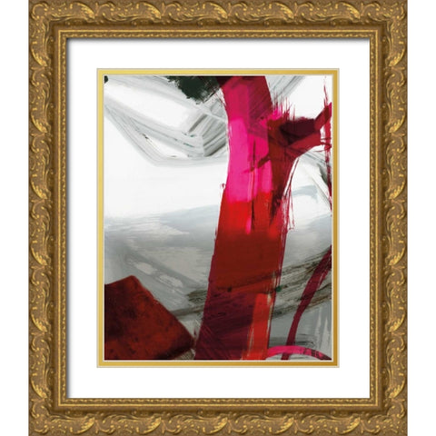 Fuschia I Gold Ornate Wood Framed Art Print with Double Matting by PI Galerie