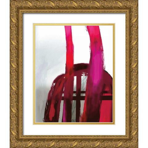 Fuschia II Gold Ornate Wood Framed Art Print with Double Matting by PI Galerie