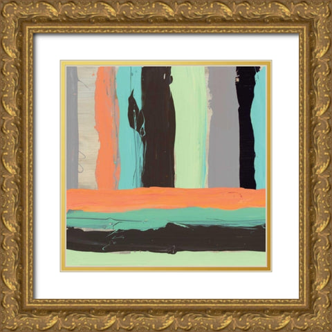 Alt Stripes I Gold Ornate Wood Framed Art Print with Double Matting by PI Gallery
