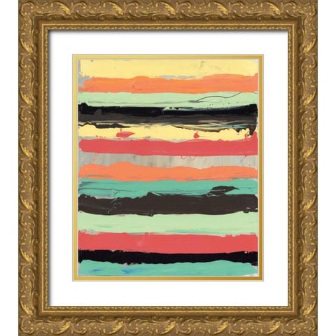 Alt Stripes II Gold Ornate Wood Framed Art Print with Double Matting by PI Gallery
