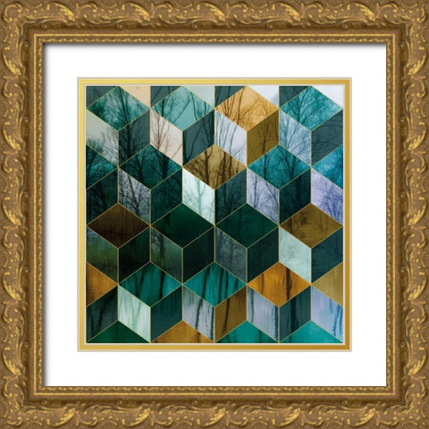 Kaleidescope Visions III Gold Ornate Wood Framed Art Print with Double Matting by PI Galerie