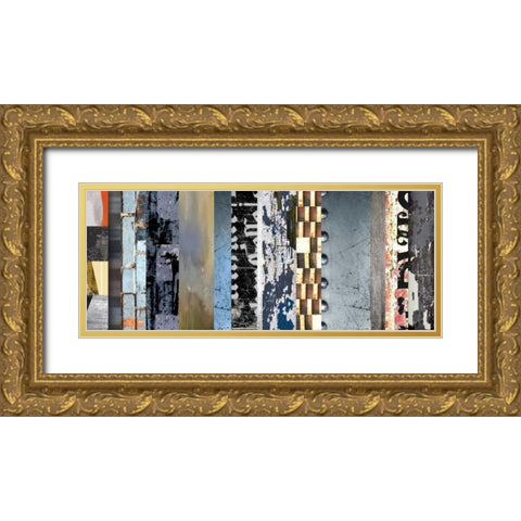 Striped Robotic II Gold Ornate Wood Framed Art Print with Double Matting by PI Galerie