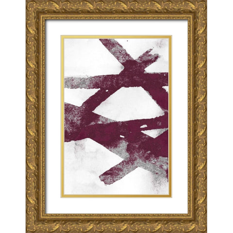 Gestures I Burgundy Version Gold Ornate Wood Framed Art Print with Double Matting by PI Studio