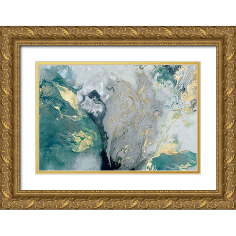 Ocean Splash I Gold Ornate Wood Framed Art Print with Double Matting by PI Studio