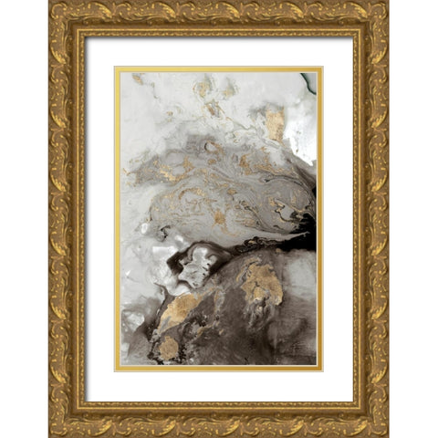 Ocean Splash I Grey Version Gold Ornate Wood Framed Art Print with Double Matting by PI Studio