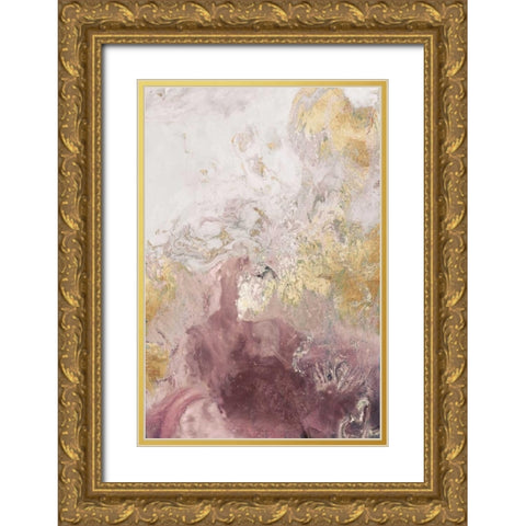 Ocean Splash II Burgundy Version Gold Ornate Wood Framed Art Print with Double Matting by PI Studio