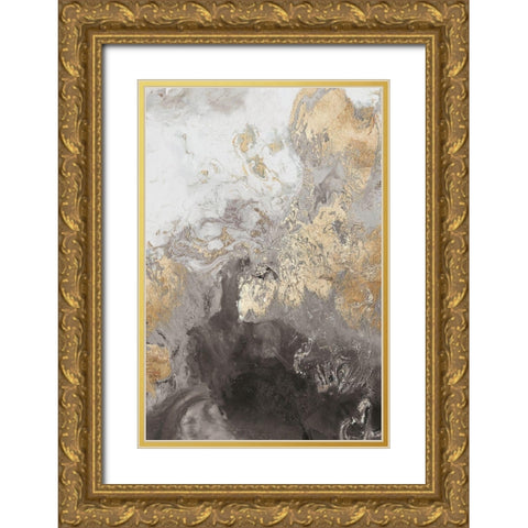 Ocean Splash II Grey Version Gold Ornate Wood Framed Art Print with Double Matting by PI Studio