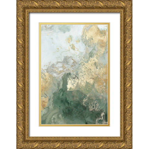 Ocean Splash II Mint Version Gold Ornate Wood Framed Art Print with Double Matting by PI Studio