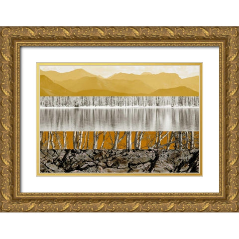 Nature Collage I Gold Ornate Wood Framed Art Print with Double Matting by PI Studio