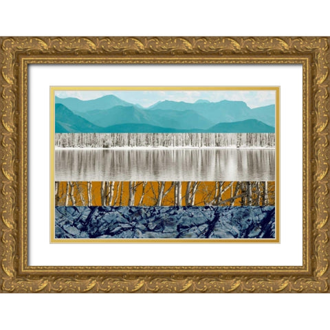 Nature Collage II Gold Ornate Wood Framed Art Print with Double Matting by PI Studio