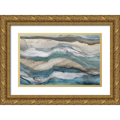 Waves Gold Ornate Wood Framed Art Print with Double Matting by PI Studio